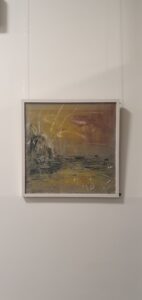 Monotypie in Erdtönen.