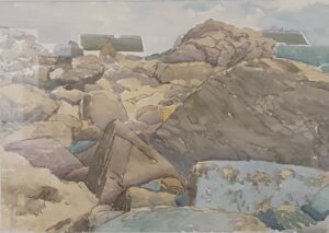 Ein Gemälde von Claus Vahle (Aquarell).