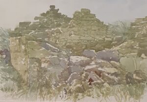 Ein Gemälde von Claus Vahle (Aquarell).