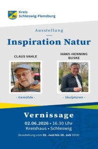 Sie sehen ein Plakat in den Farben grau und blau mit Fotos von Claus Vahle und Hans-Henning Buske